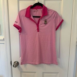 Nike Golf Pink and White Striped  Polo - Lexus US Open Oakmont 2016 Size Large
